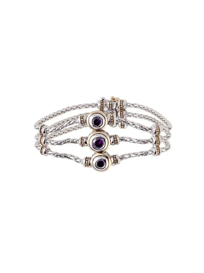Beijos Collection - 3 Strand, 3 Stone CZ Bracelet