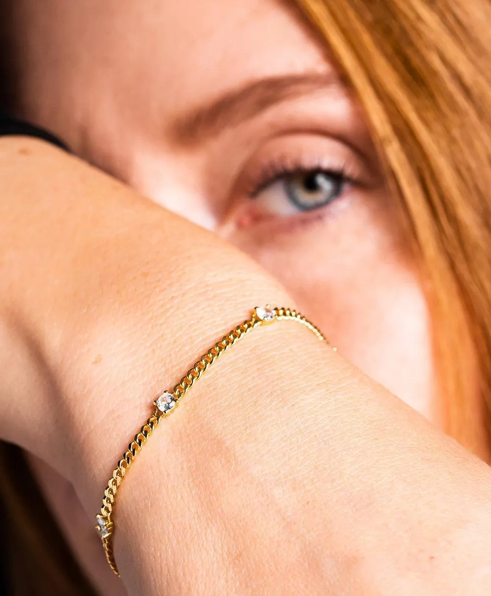 Birthstone Bracelet April 18ct Gold Plated