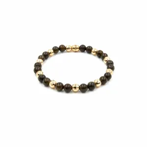 Black Bead and Gold Bracelet