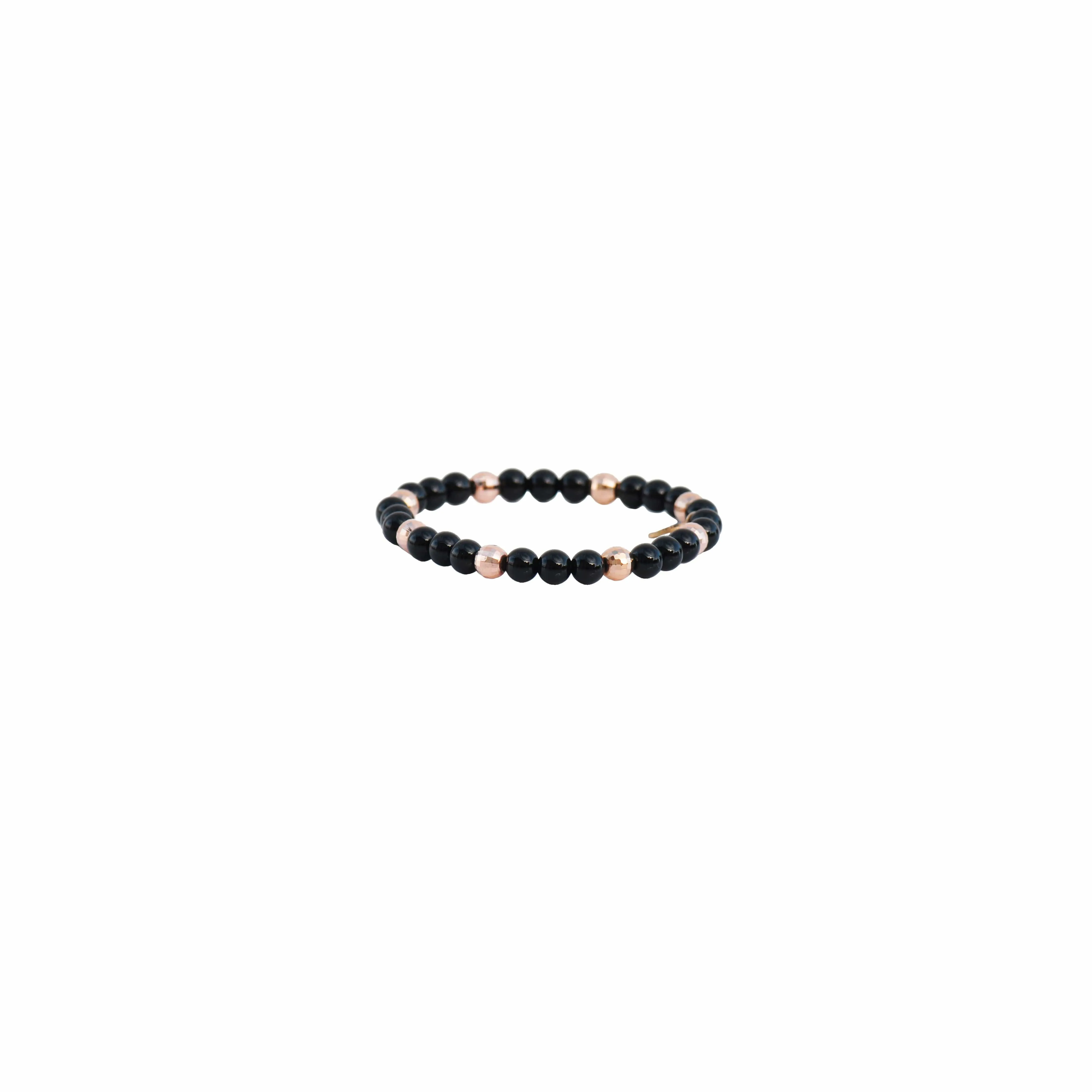 Black Bead and Gold Bracelet