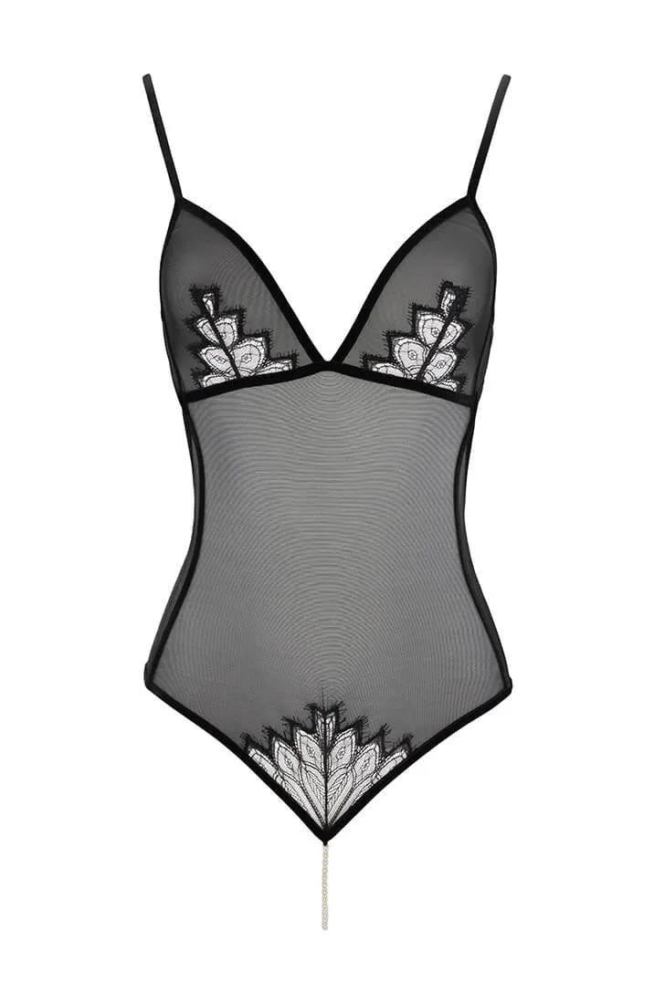 Black bodysuit with pearl string - Kyoto Body