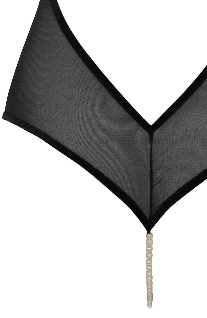 Black bodysuit with pearl string - Kyoto Body