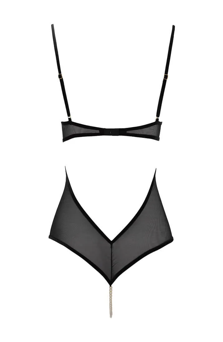 Black bodysuit with pearl string - Kyoto Body