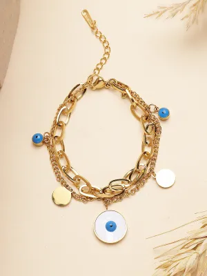 Bohey by KARATCART Gold Plated Evil Eye Charm Chain Bracelet for Women