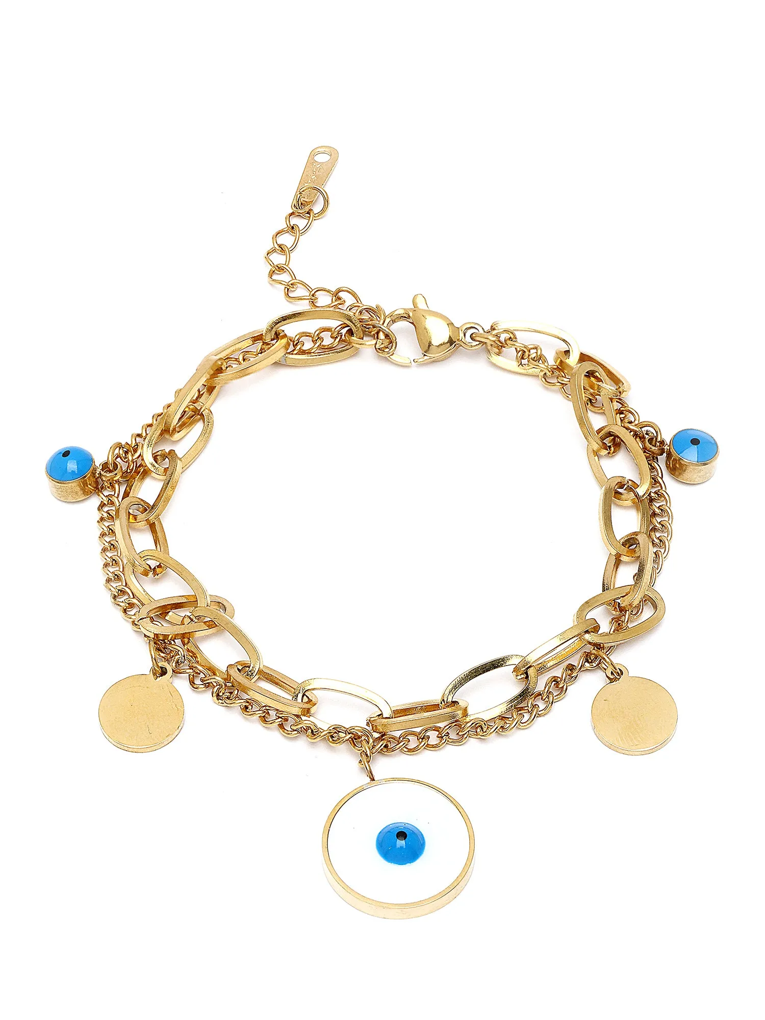 Bohey by KARATCART Gold Plated Evil Eye Charm Chain Bracelet for Women