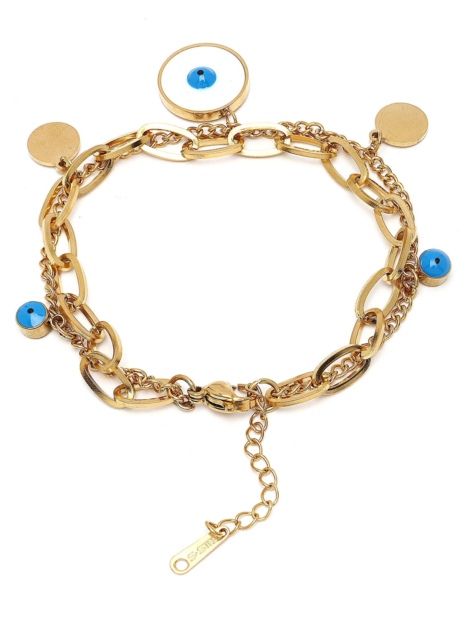 Bohey by KARATCART Gold Plated Evil Eye Charm Chain Bracelet for Women