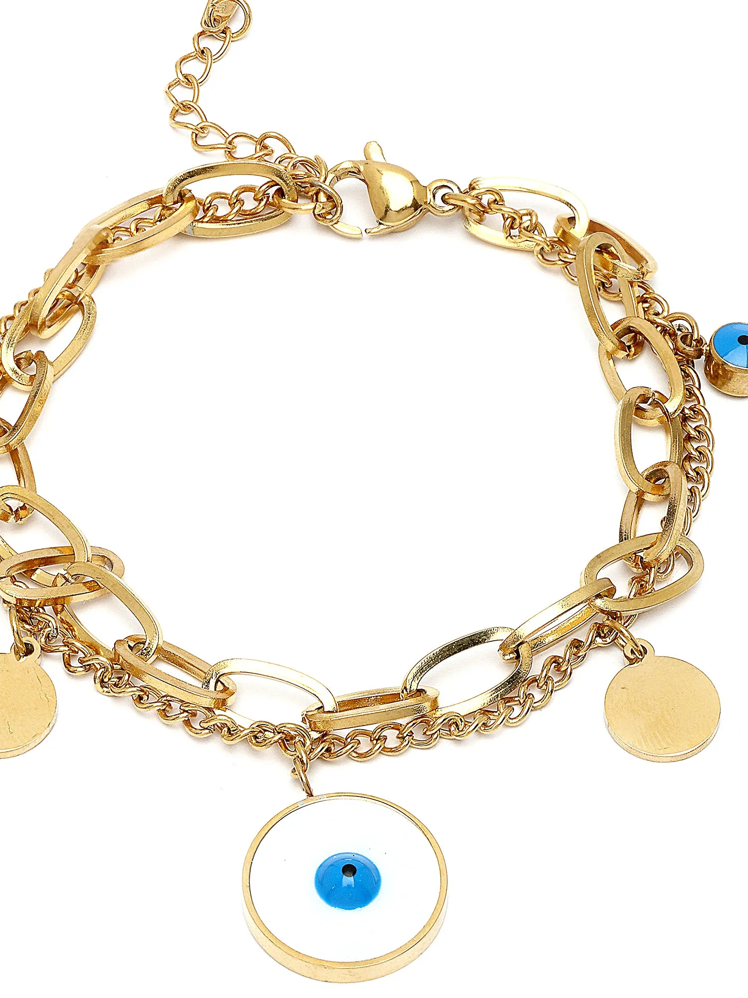 Bohey by KARATCART Gold Plated Evil Eye Charm Chain Bracelet for Women