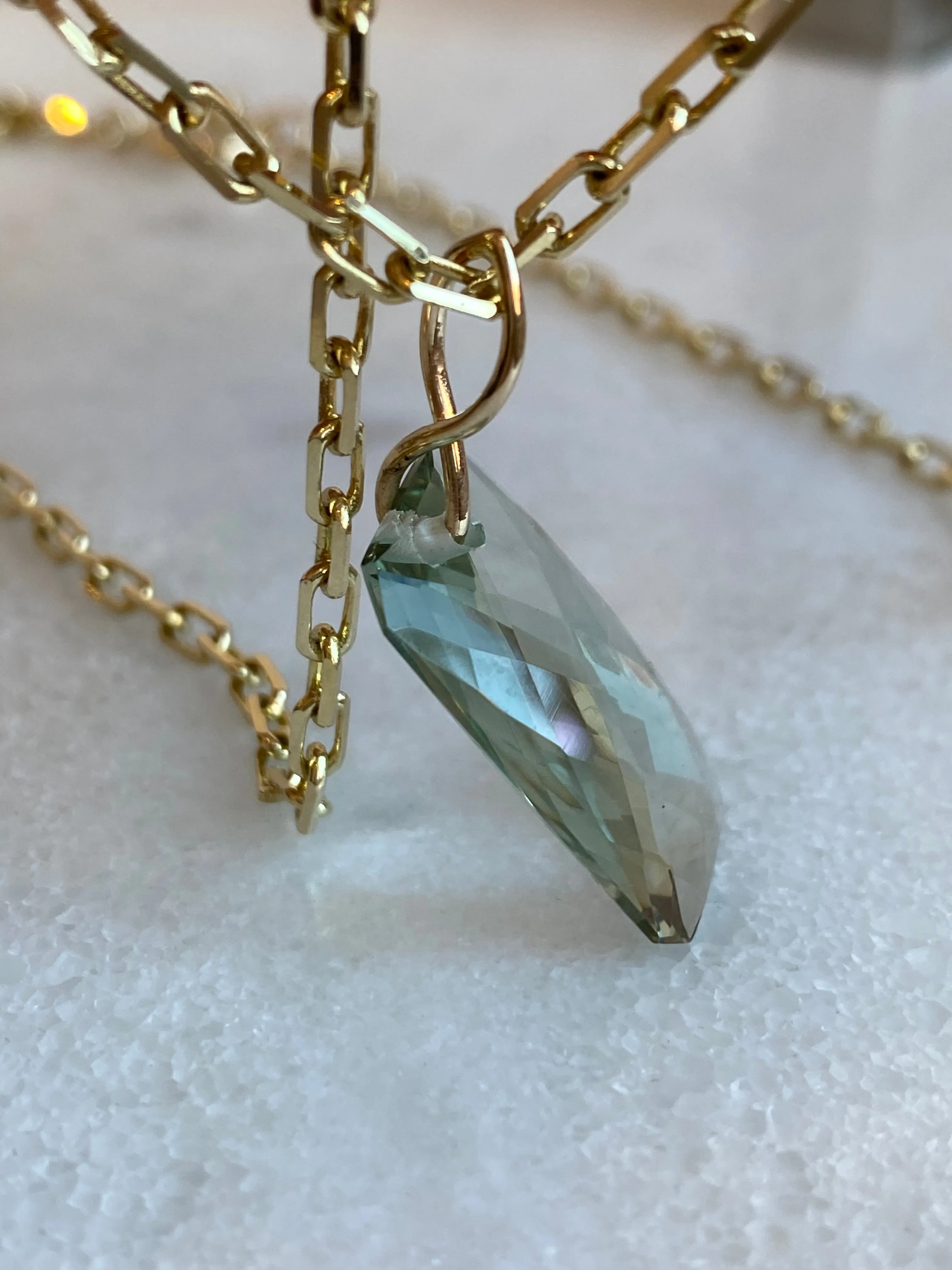 Briolette Green Amethyst Infinity Bale Charm