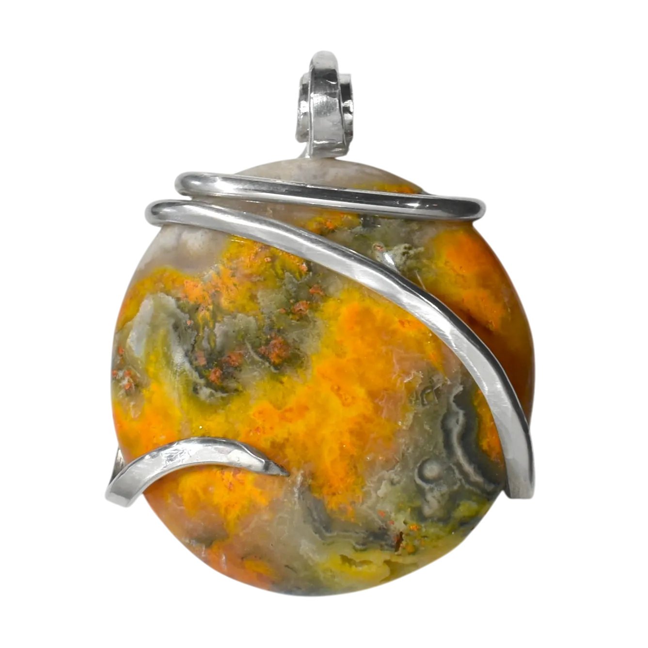 Bumblebee Jasper Handmade Stone Pendant Wrapped in Silver