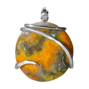 Bumblebee Jasper Handmade Stone Pendant Wrapped in Silver