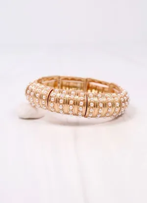 Candace Stretch Bracelet with Pearls Gold