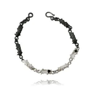 Caterpillar bracelet Black & Silver with Spinel