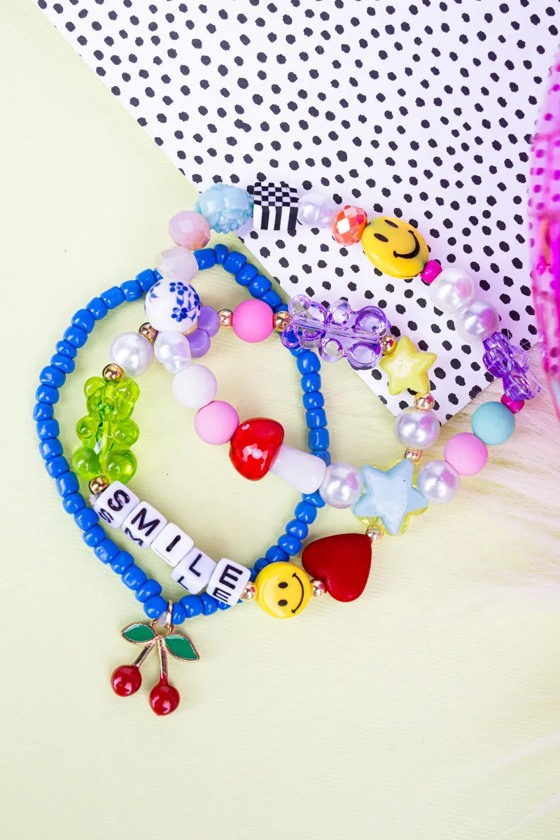 Cherry 'Smile' Fun Bead Bracelet Set