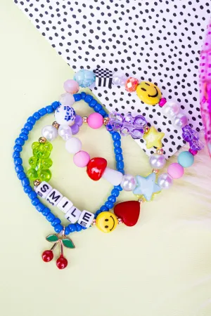 Cherry 'Smile' Fun Bead Bracelet Set