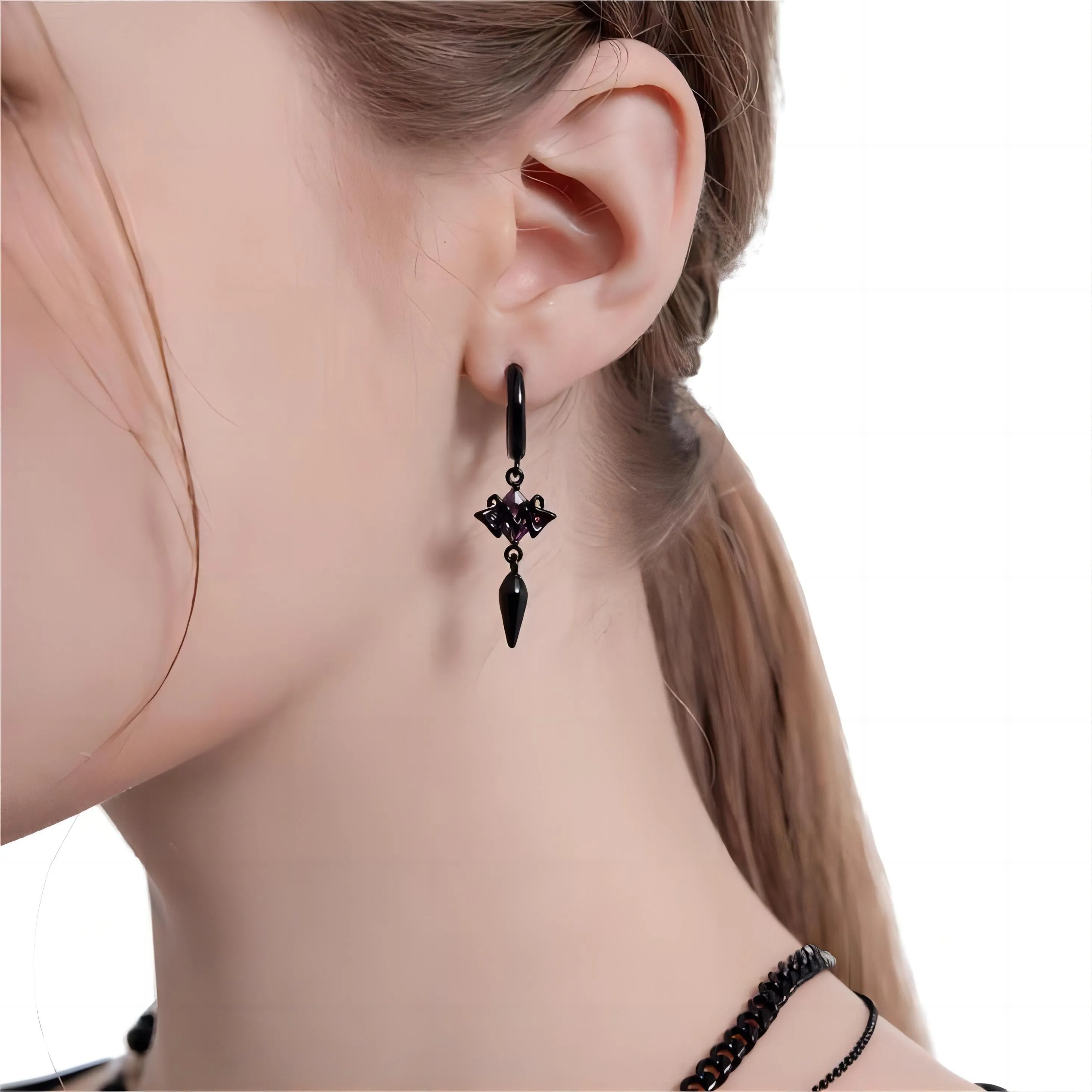 Chic Black and White Little Ghost Earrings