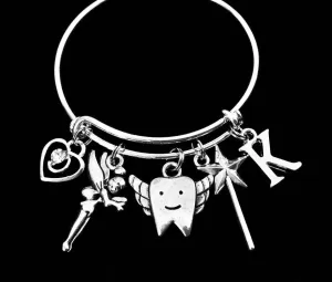 Children's Tooth Fairy Gift for Girls Expandable Charm Bracelet Kids Size Silver Tooth Adjustable to Fit