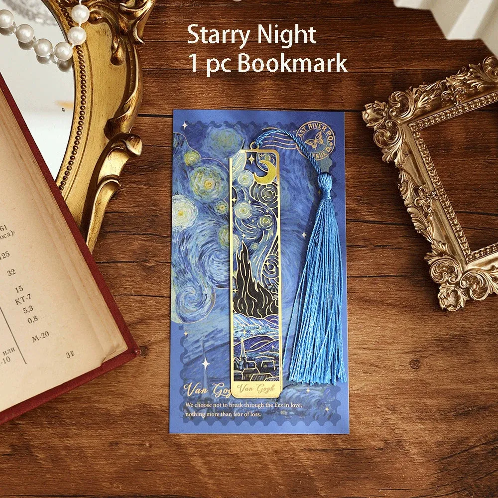 CHRISTIANARTBAG Retro Floral Painting Metal Bookmark Hollow Bronzing Bookmark With Tassel For Book Club Reader Writers Book Lovers Students