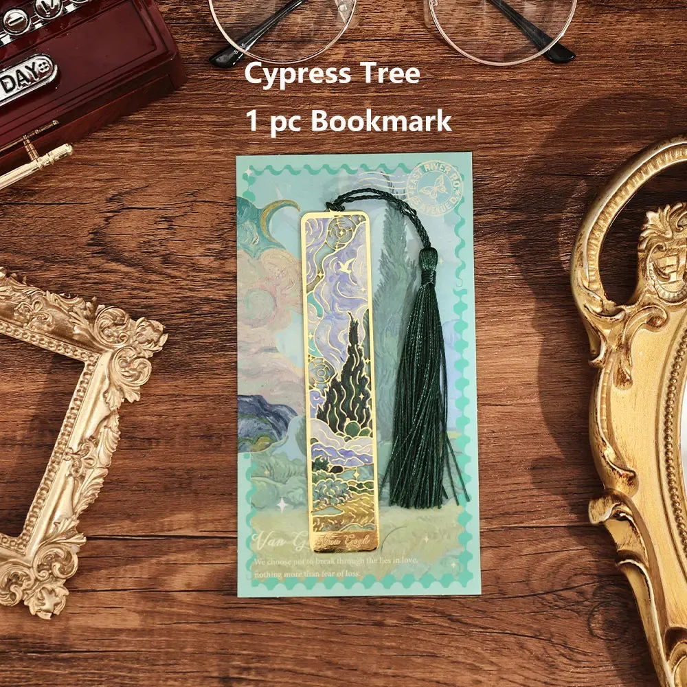 CHRISTIANARTBAG Retro Floral Painting Metal Bookmark Hollow Bronzing Bookmark With Tassel For Book Club Reader Writers Book Lovers Students