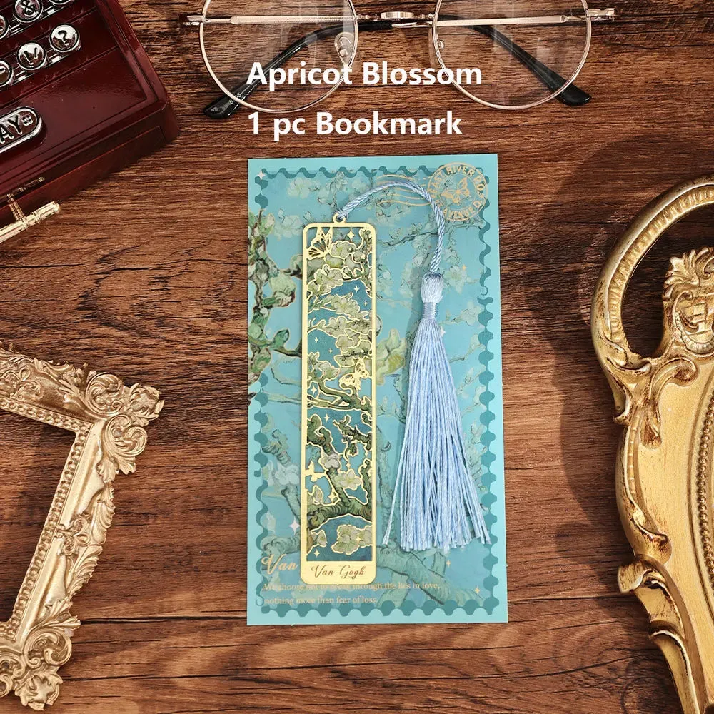 CHRISTIANARTBAG Retro Floral Painting Metal Bookmark Hollow Bronzing Bookmark With Tassel For Book Club Reader Writers Book Lovers Students