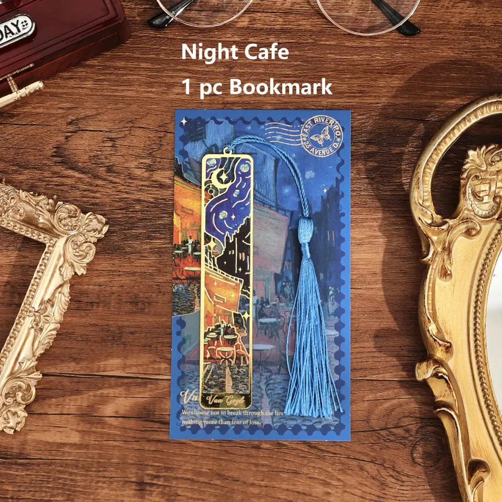 CHRISTIANARTBAG Retro Floral Painting Metal Bookmark Hollow Bronzing Bookmark With Tassel For Book Club Reader Writers Book Lovers Students