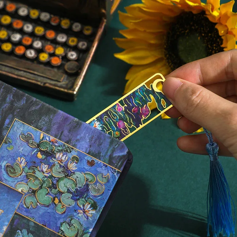 CHRISTIANARTBAG Retro Floral Painting Metal Bookmark Hollow Bronzing Bookmark With Tassel For Book Club Reader Writers Book Lovers Students
