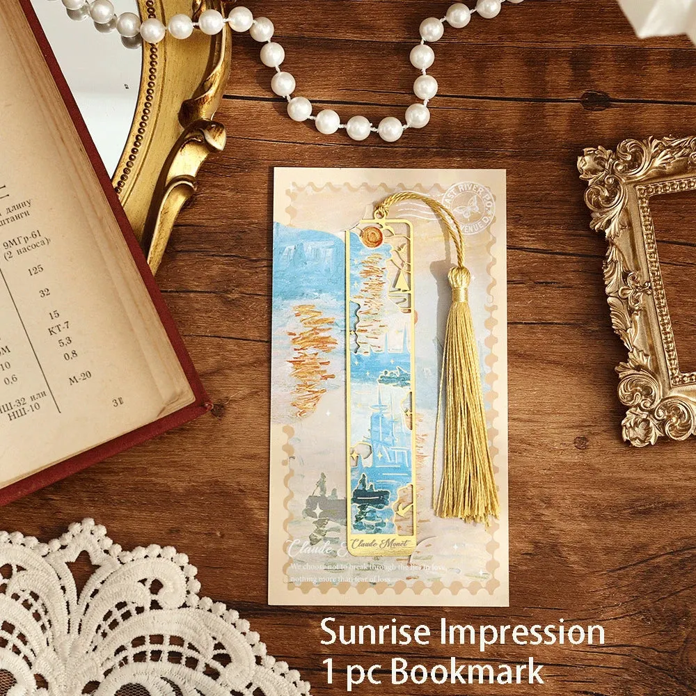 CHRISTIANARTBAG Retro Floral Painting Metal Bookmark Hollow Bronzing Bookmark With Tassel For Book Club Reader Writers Book Lovers Students