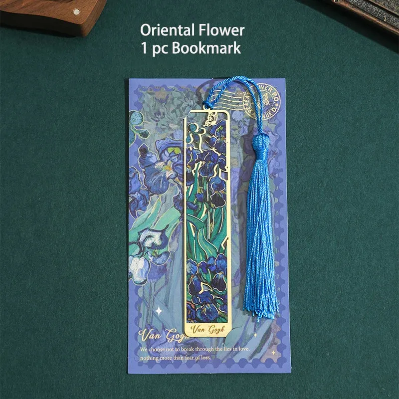 CHRISTIANARTBAG Retro Floral Painting Metal Bookmark Hollow Bronzing Bookmark With Tassel For Book Club Reader Writers Book Lovers Students