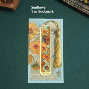 CHRISTIANARTBAG Retro Floral Painting Metal Bookmark Hollow Bronzing Bookmark With Tassel For Book Club Reader Writers Book Lovers Students