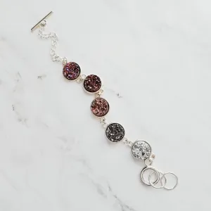 Chunky Rock Bracelet - faux drusy stones in ombre hues - rough jagged metallic silver, rose gold, burgundy, rainbow magenta, gunmetal pewter