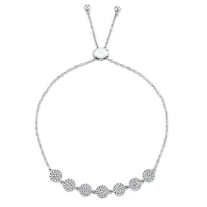 Circle Pave Diamond Bolo Bracelet