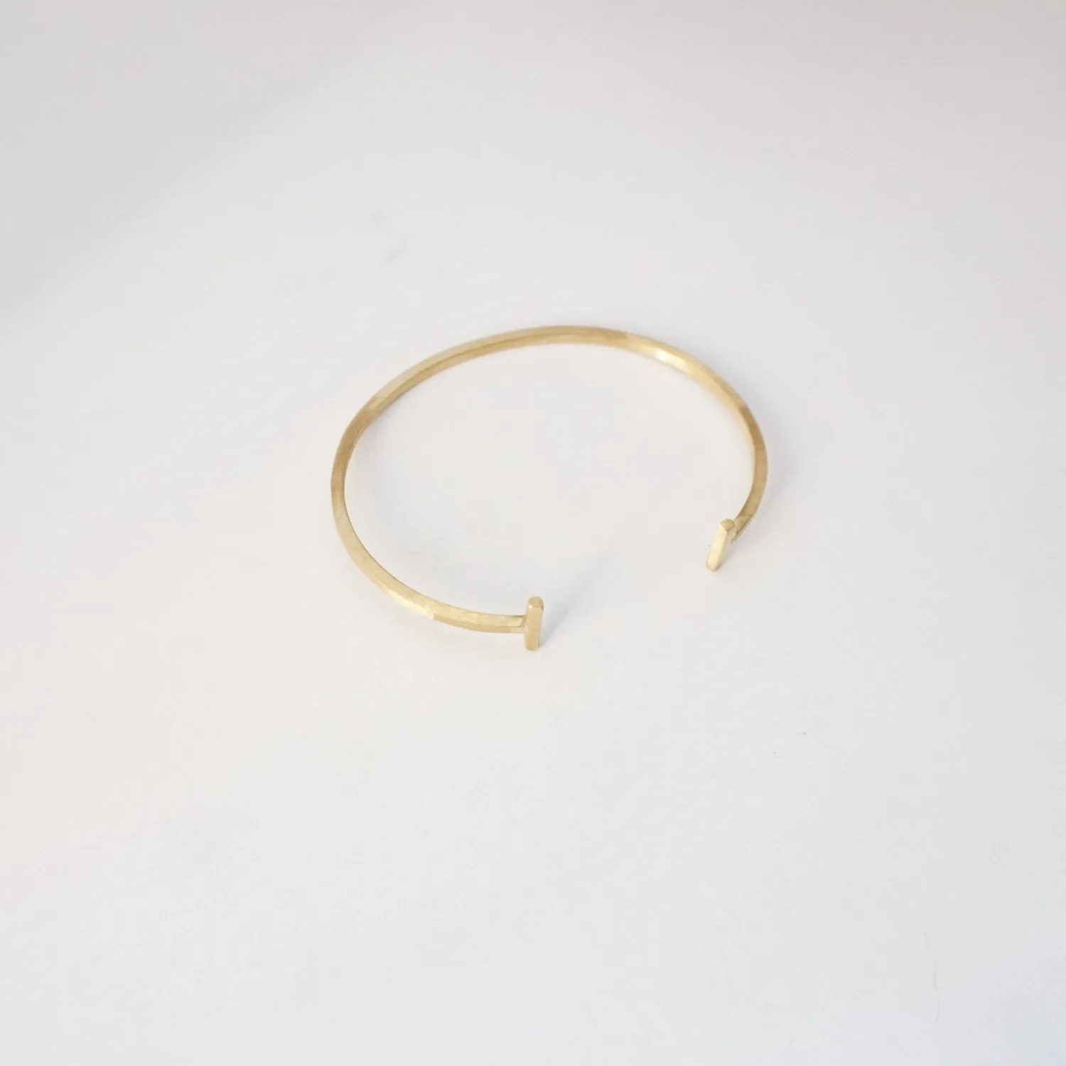 Classic Hand-Made Square Brass Adjustable Open Cuff Bracelet with Barbell Cuffs - 0041