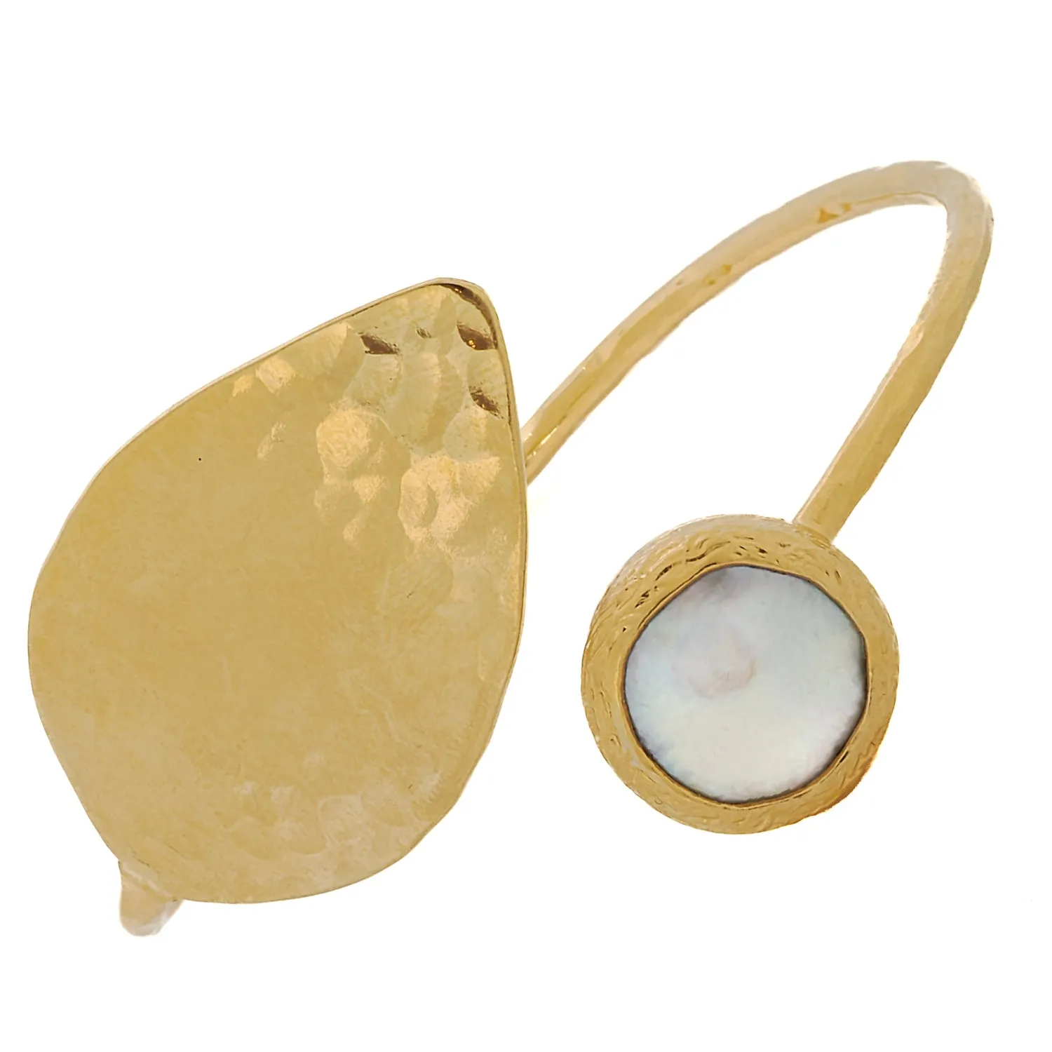 Cleopatra Gold Leaf & Pearl Stone Cuff Bracelet