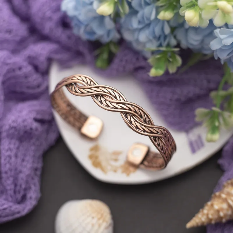 Copper Bracelet for Men and Women 99.9% Pure Copper Fashion Bangle 6.8" Adjustable Size Healthy Bracelet