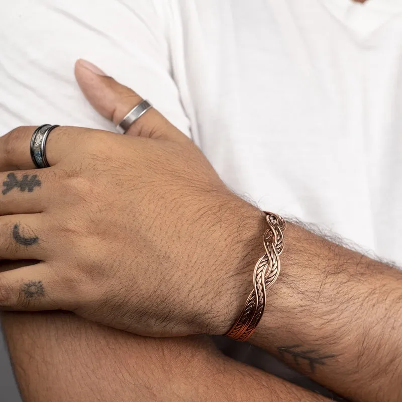 Copper Bracelet for Men and Women 99.9% Pure Copper Fashion Bangle 6.8" Adjustable Size Healthy Bracelet