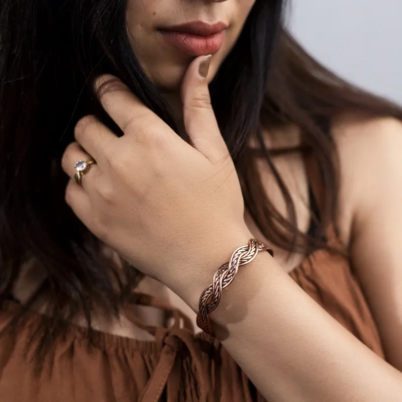 Copper Bracelet for Men and Women 99.9% Pure Copper Fashion Bangle 6.8" Adjustable Size Healthy Bracelet