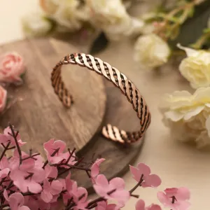 Copper Bracelet for Men and Women 99.9% Pure Copper Fashion Bangle 6.8" Adjustable Size Healthy Bracelet