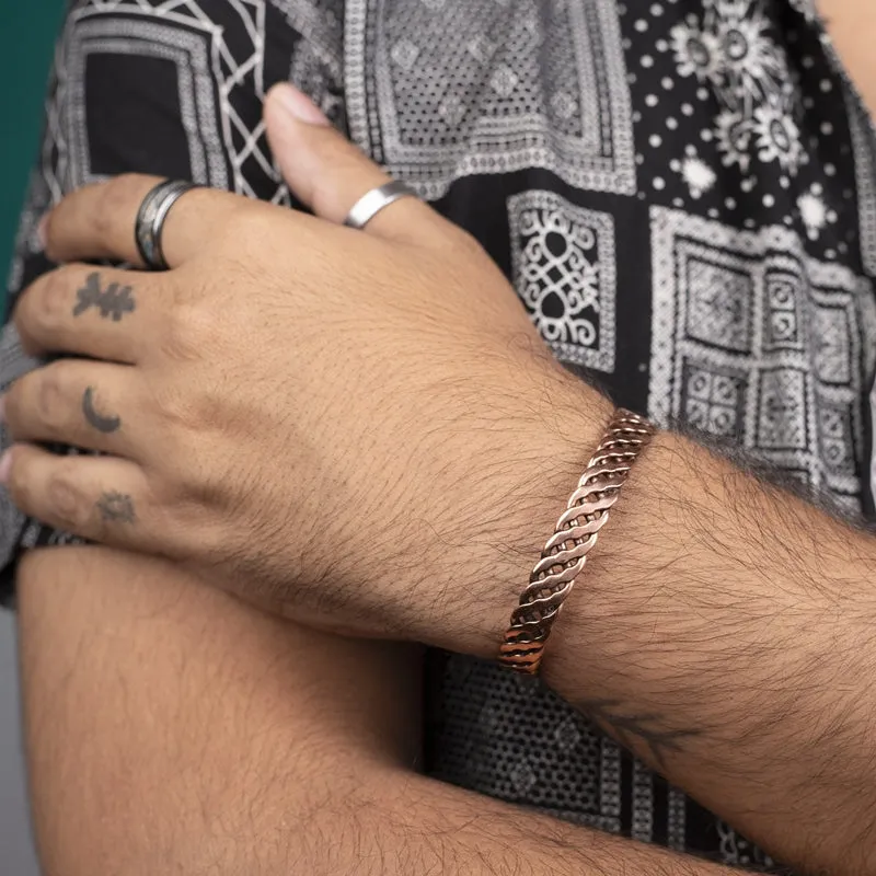 Copper Bracelet for Men and Women 99.9% Pure Copper Fashion Bangle 6.8" Adjustable Size Healthy Bracelet