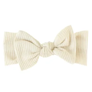 Copper Pearl Moonstone Rib Knit Headband Bow
