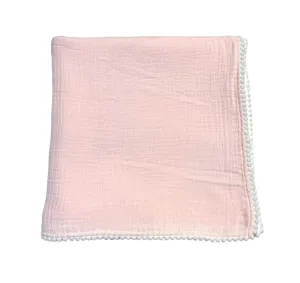Cotton Muslin Swaddle Blanket, Pink/White