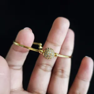 Cubic Zirconia Delicate Kada With Gold Plating White