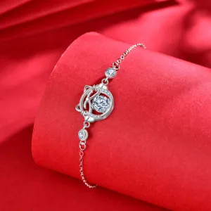 Cute Fortune Cat Moissan Diamond Bracelet