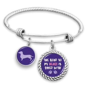 Dachshund The Road To My Heart Is Paved With Paws Charm Bracelet