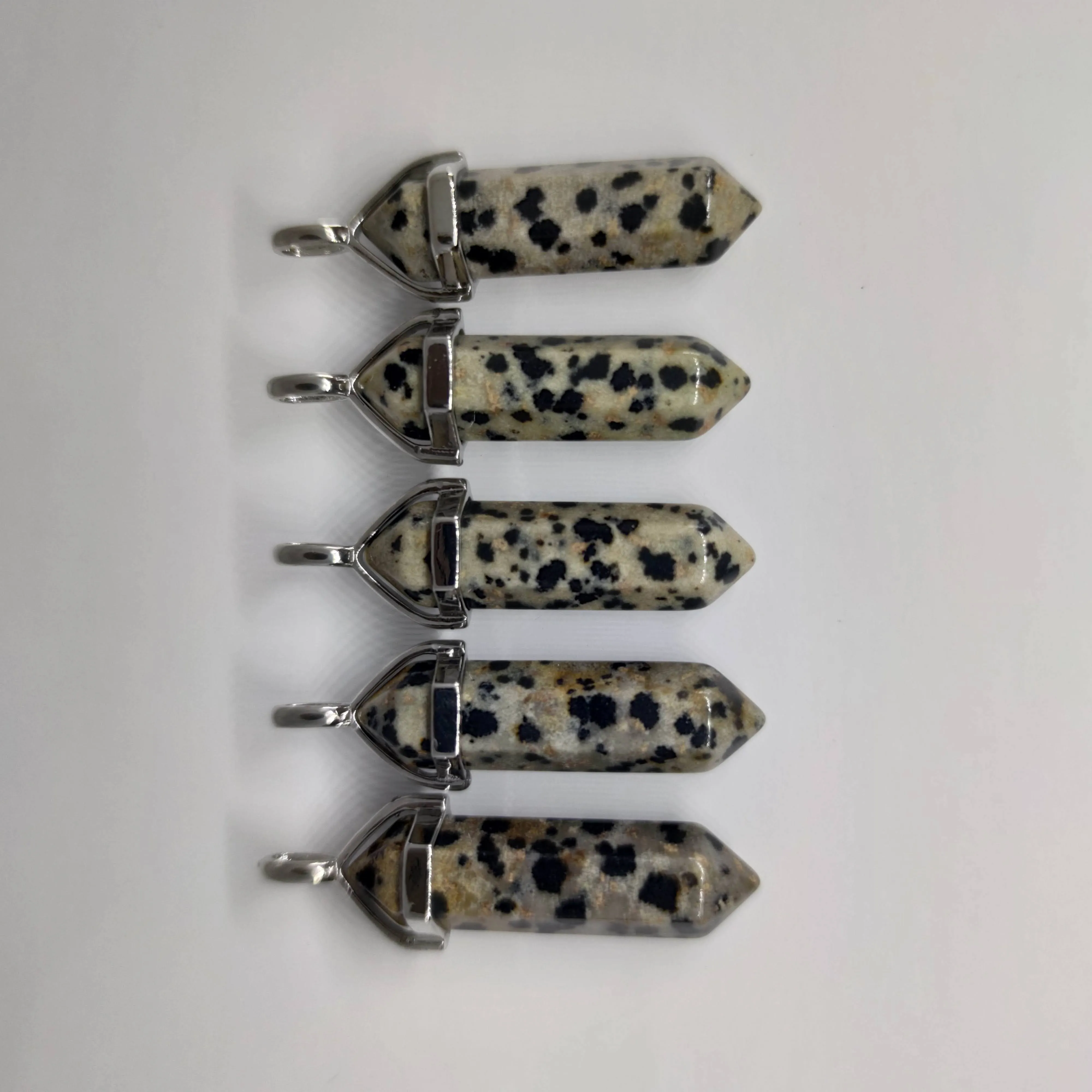 Dalmatian Jasper Crystal Point Pendant