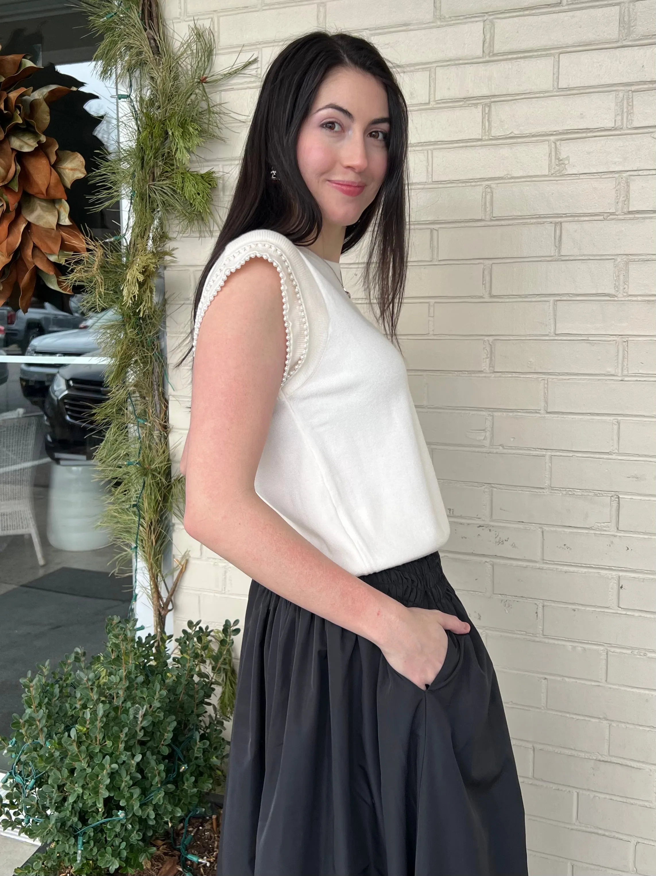 Darling Pearl Trim Top