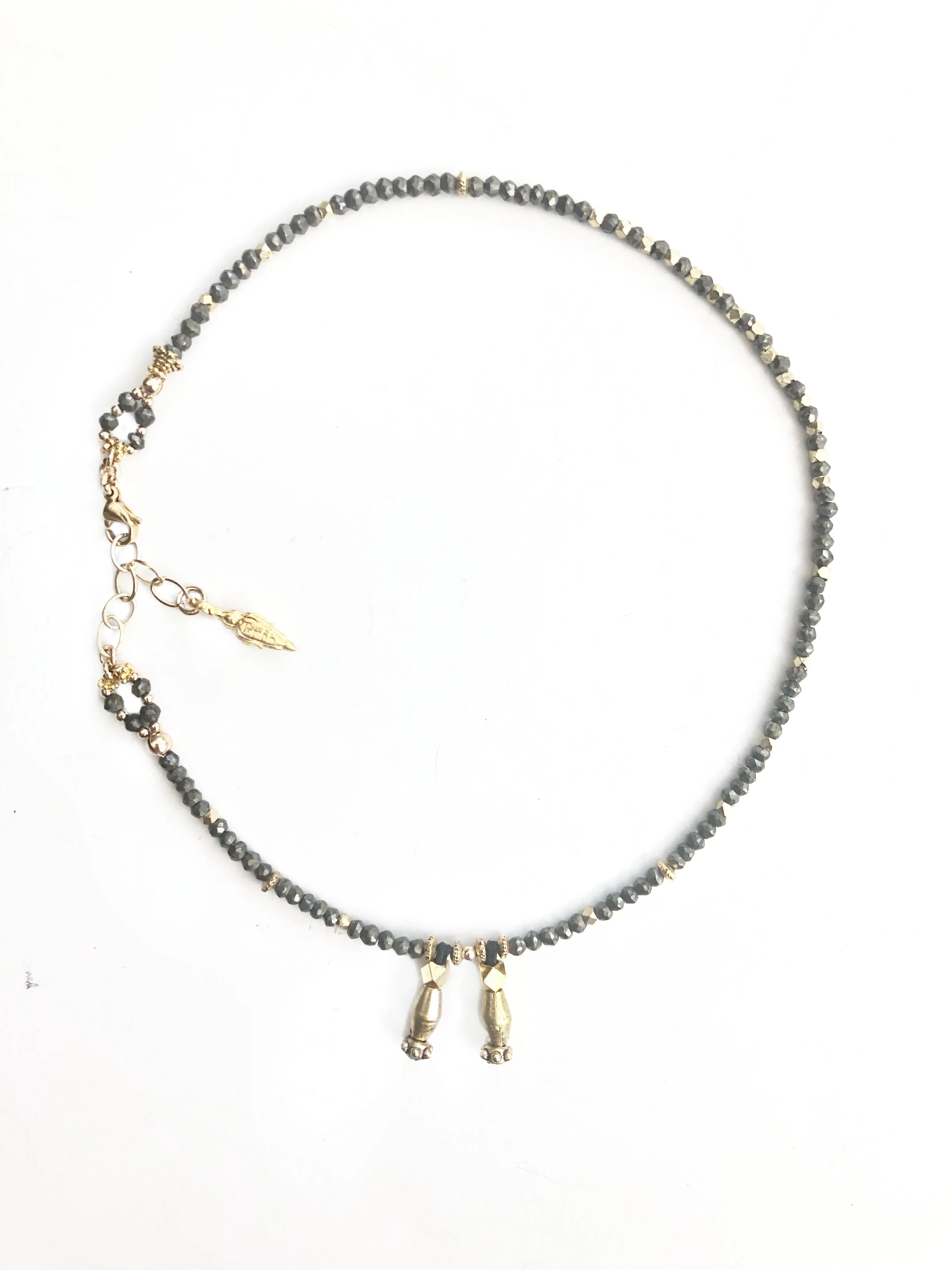 Delicate Pyrite & Gold Love Wrap Bracelet