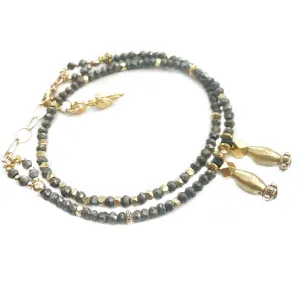 Delicate Pyrite & Gold Love Wrap Bracelet