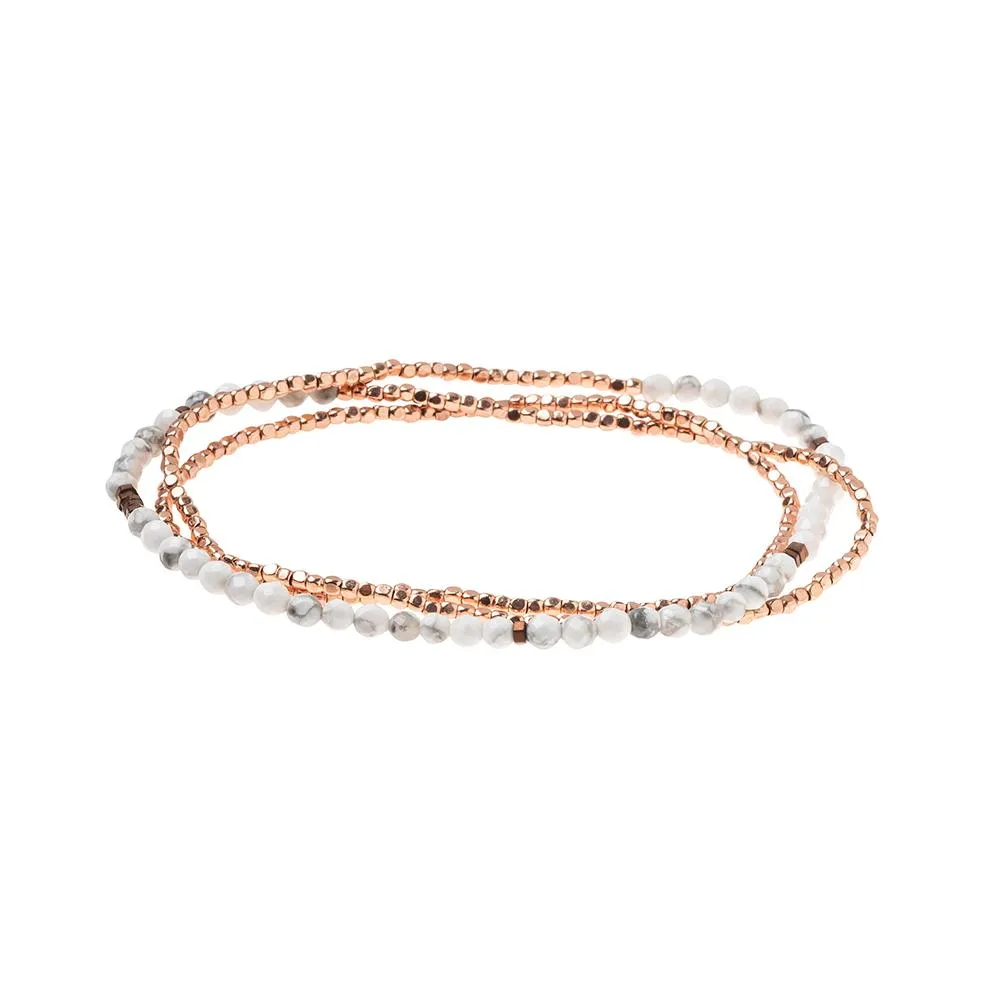 Delicate Stone Stack Bracelet/Necklace: Howlite