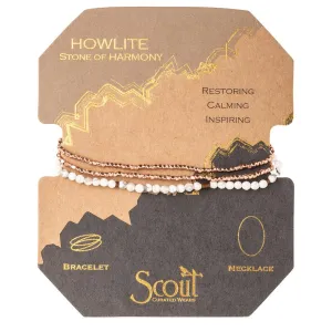 Delicate Stone Stack Bracelet/Necklace: Howlite