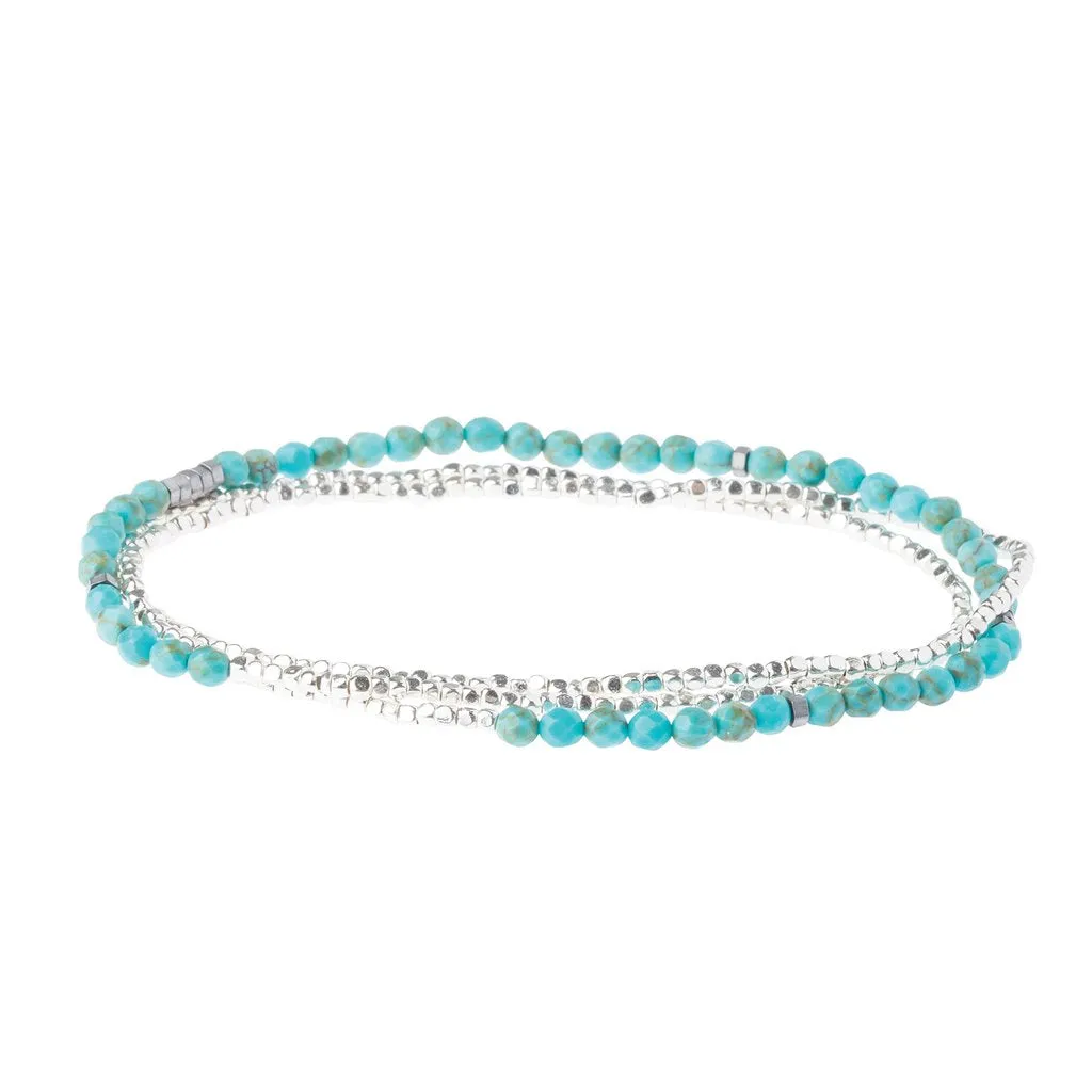 Delicate Stone Stack Bracelet/Necklace: Turquoise/Silver