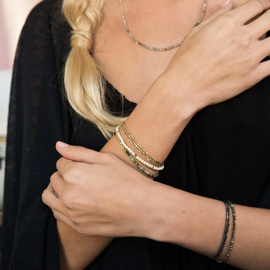 Delicate Stone Stacking Bracelet/Necklace: Smokey Quartz